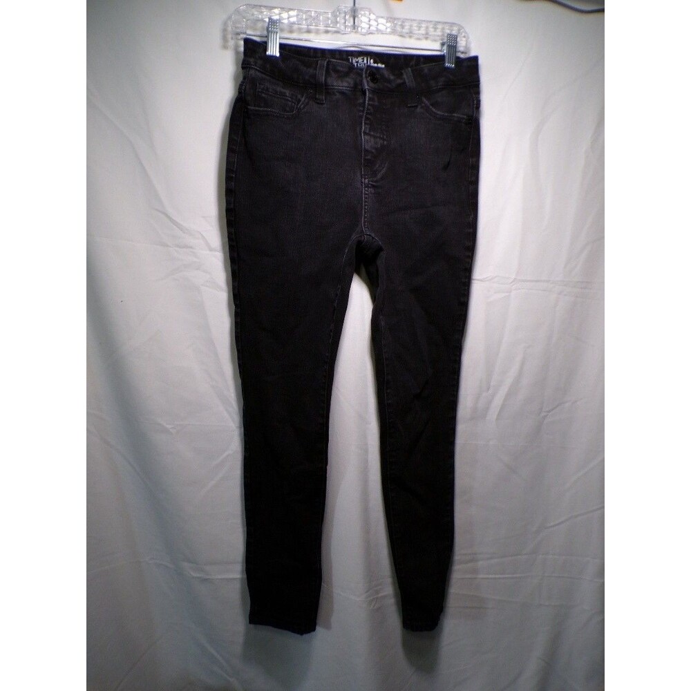 Time And Tru Women's High Rise Skinny Jeans Black Stretch Denim Size 6